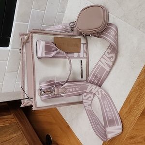 NWT Steve Madden canvas pink multi authentic bwebber bag tote satchel